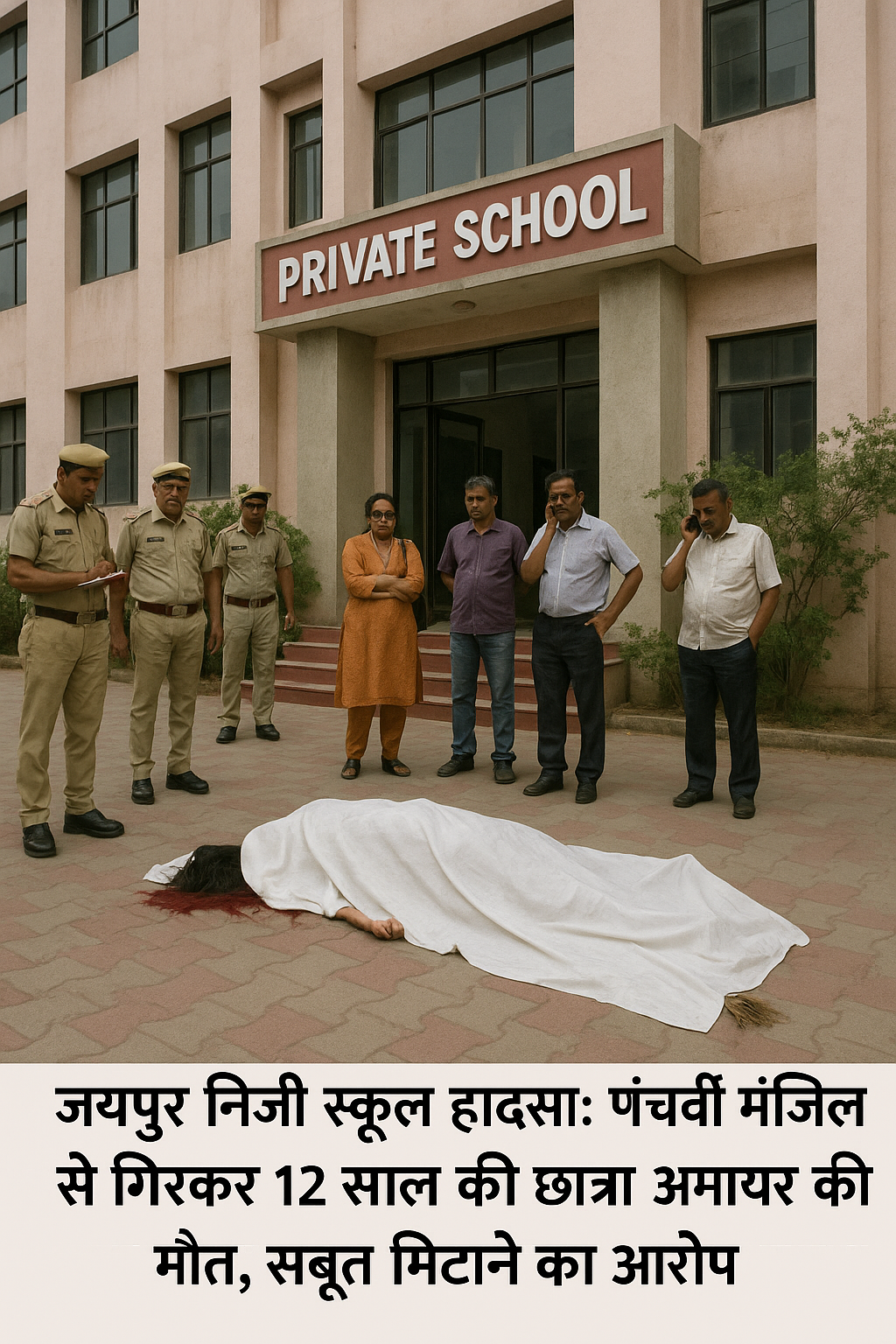 जयपुर निजी स्कूल हादसा: पांचवीं मंजिल से गिरकर 12 साल की छात्रा अमायरा की मौत, सबूत मिटाने का आरोप